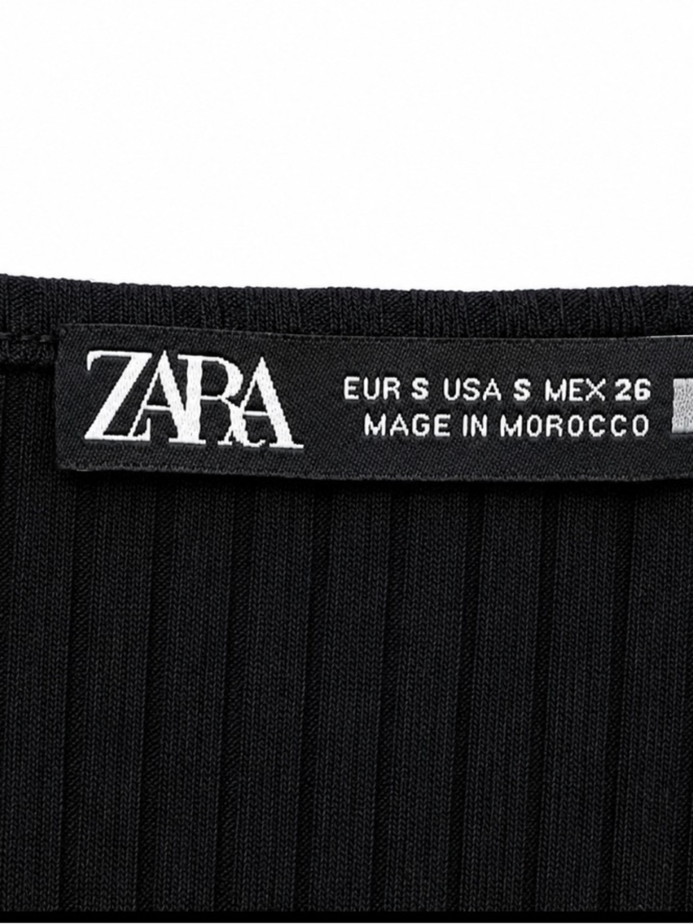 Zara Ribbed Bustier Corset Crop Top Black Long Sleeve Size S Minimalist - Picture 4 of 6